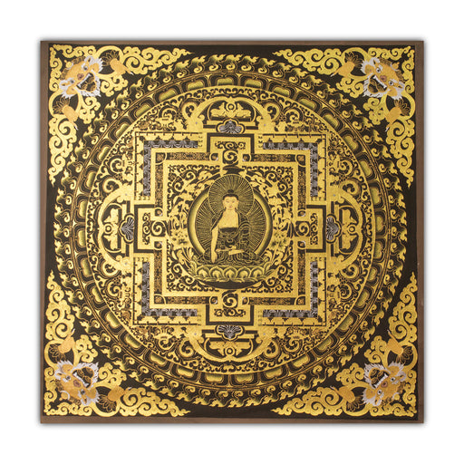 Golden Bright Mandala  |Gold+Black| Bhutanese Thangka Art | Druksell