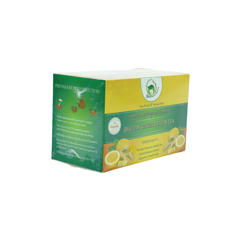 Bhutan Ginger Lemon Tea - A Premium and Healthy Blend, Druk Herbal Cordycepes, 20 tea bags