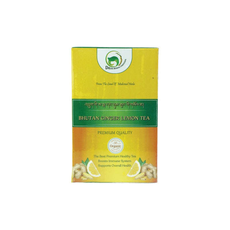 Bhutan Ginger Lemon Tea - A Premium and Healthy Blend, Druk Herbal Cordycepes, 20 tea bags