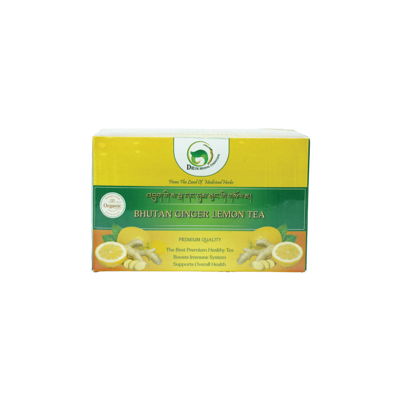 Bhutan Ginger Lemon Tea - A Premium and Healthy Blend, Druk Herbal Cordycepes, 20 tea bags
