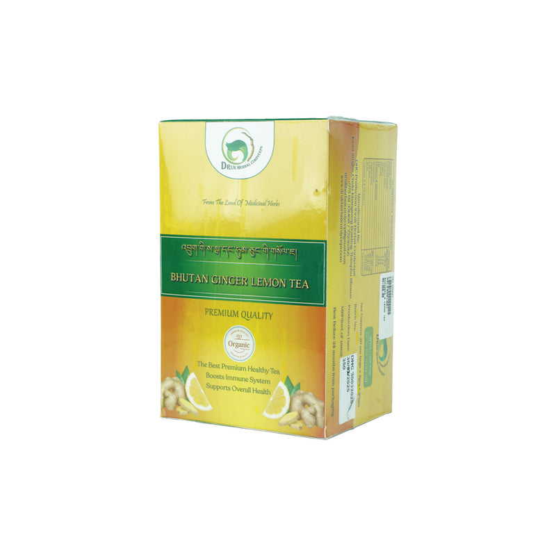 Bhutan Ginger Lemon Tea - A Premium and Healthy Blend, Druk Herbal Cordycepes, 20 tea bags