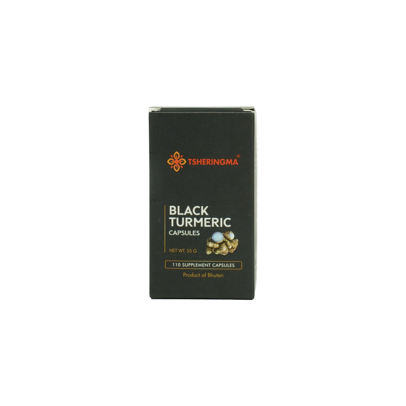 Tsheringma Black Turmeric Capsules – Pure Supplement from Bhutan (110 Capsules), Menjong Sorig Pharmaceuticals.
