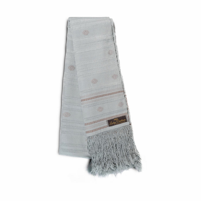 Traditional gray Scarf (Light Pale Blue Pattern) (4594011570294)