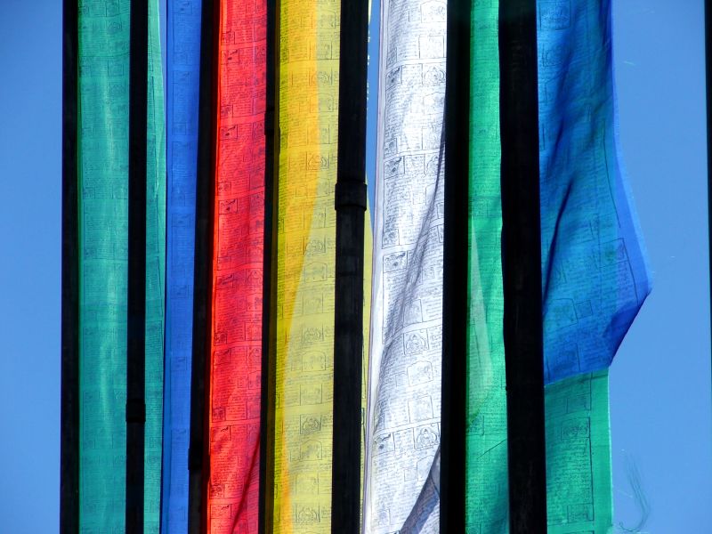 Bhutanese Vertical Prayer flags for hoisting, 7 & 10 ftx3 ft, Multicolour flags - Druksell.com