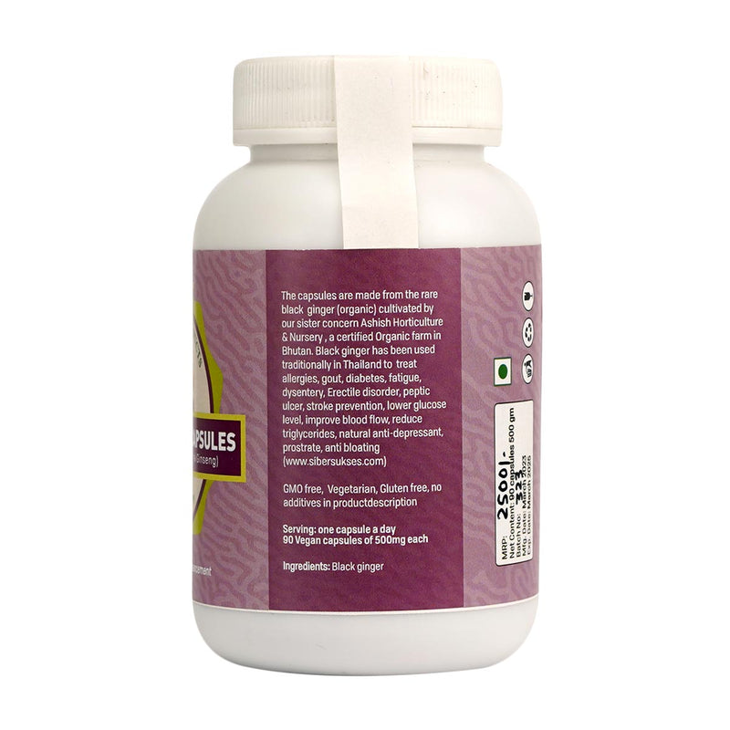 Black Ginger Capsules (Kaempfera Parviflora/Thai Ginseng), Jinlab Argo Products, Potent Herb for Sexual Enhancement