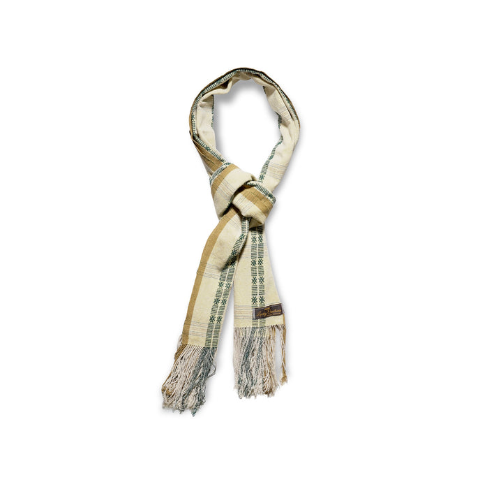 Traditional Cream Scarf (Green Pattern) (4593999183990)
