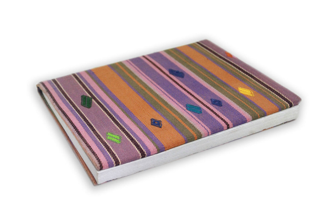 Handmade lined journal-notebook Bhutanese dyed cotton fabric cover - Druksell.com