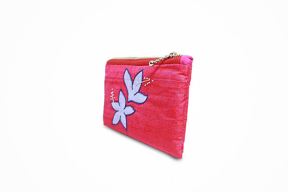 Organic dyed traditional design pink zipped purse - Druksell.com